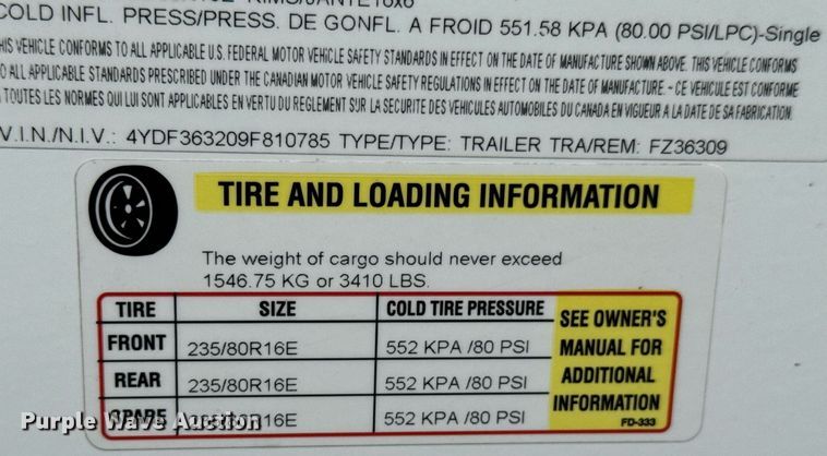 image for item DU9763 2009 Keystone Fuzion FZ363 toy hauler camper