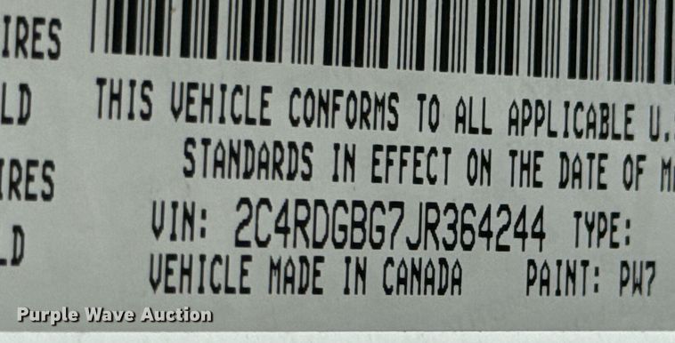 image for item DU9816 2018 Dodge Grand Caravan handicap accessible van