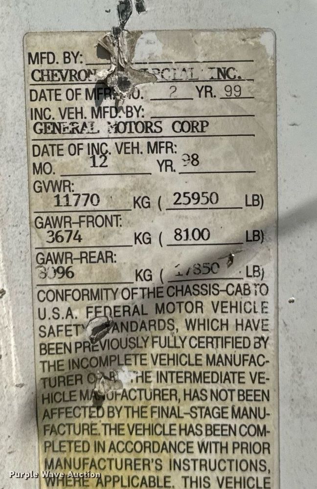 image for item DU9851 1999 GMC C6500 rollback truck