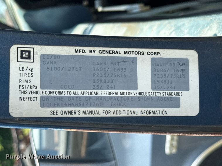 image for item DU9852 1981 Chevrolet K10 pickup truck