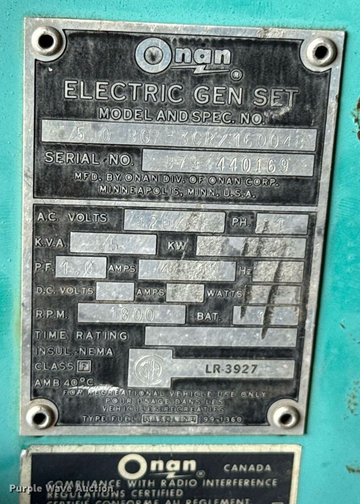 image for item DU9860 Onan 50 BGA generator