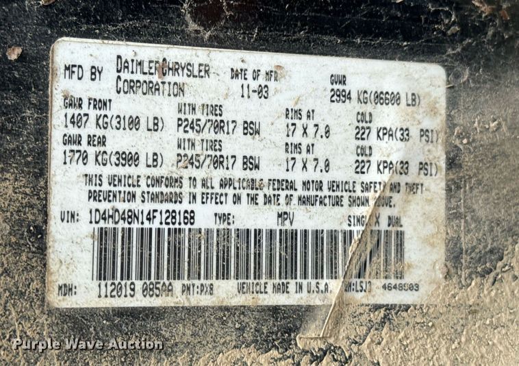 image for item DU9878 2004 Dodge Durango SLT SUV