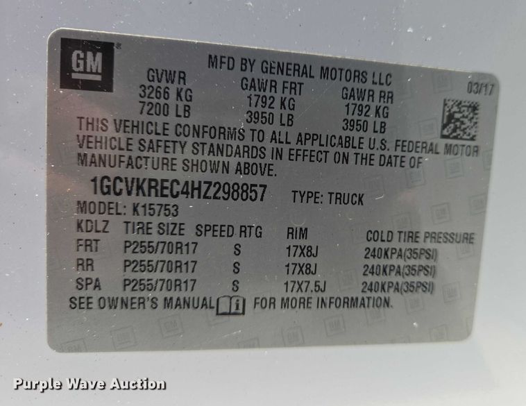 image for item DW7056 2017 Chevrolet Silverado 1500 Double Cab pickup truck