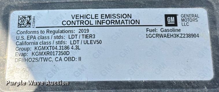 image for item DW7066 2019 Chevrolet Silverado 1500 Double Cab pickup truck