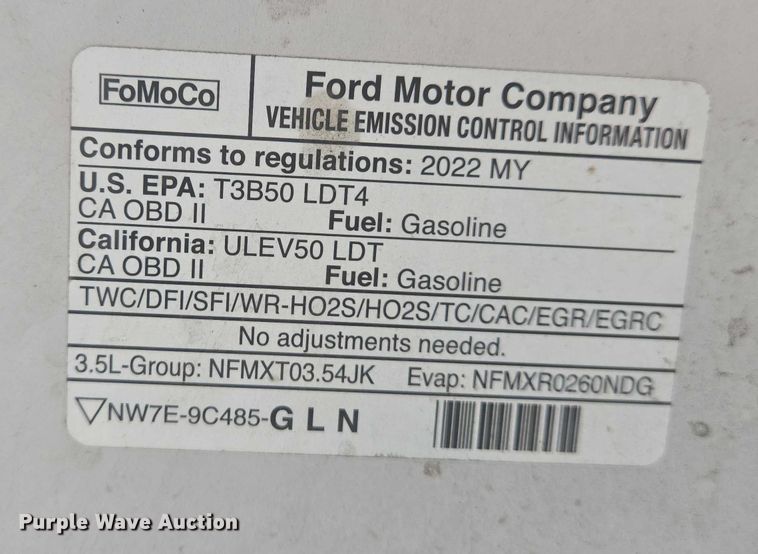 image for item DW7077 2022 Ford  F150 SuperCrew pickup truck