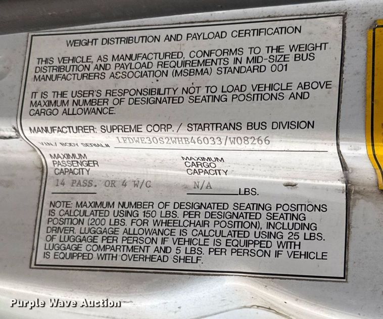 image for item DX5526 1998 Ford E350 food truck