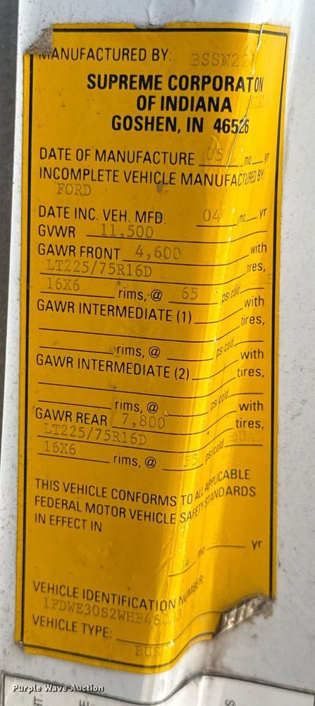 image for item DX5526 1998 Ford E350 food truck