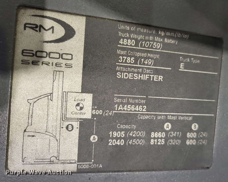 image for item DX7001 2016 Crown RM6025-45 reach truck