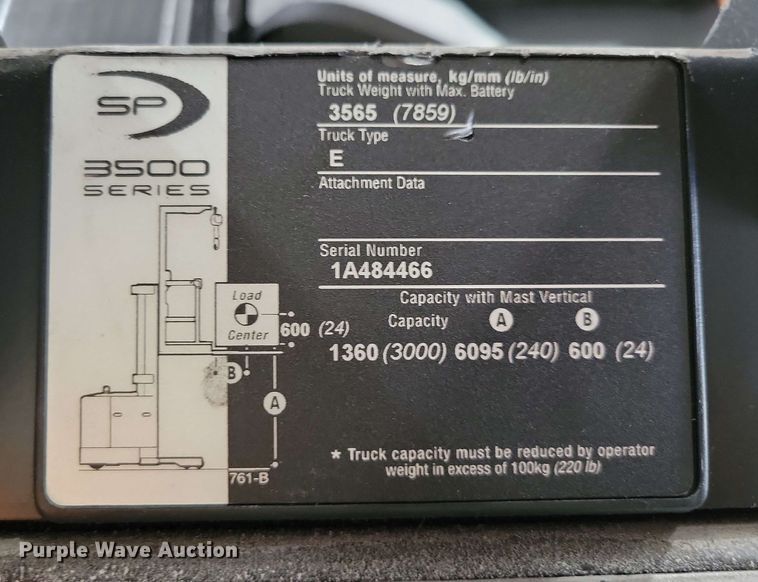 image for item DX7009 2017 Crown SP3520-30 order picker