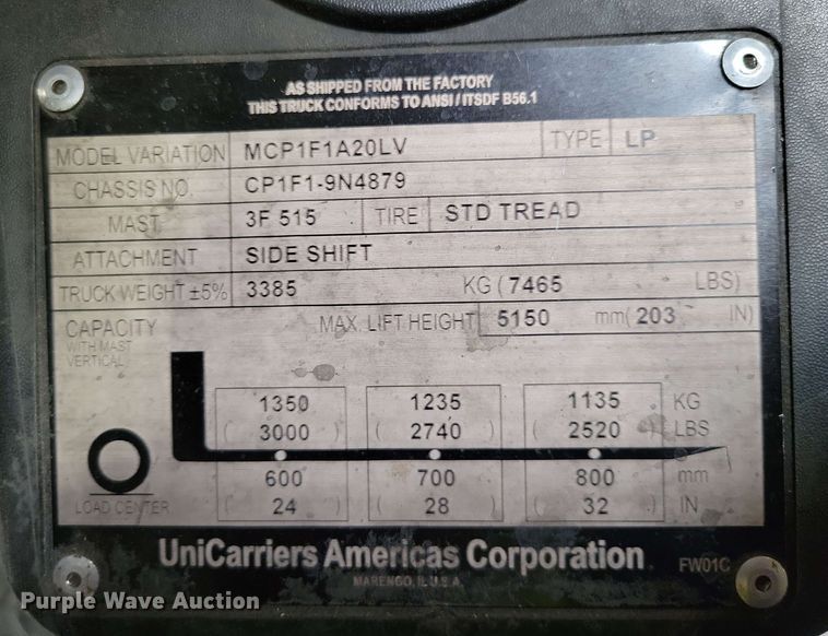 image for item DX7010 2015 UniCarriers CFS40 forklift
