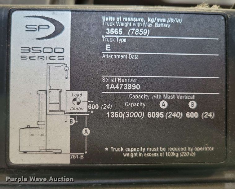 image for item DX7013 2016 Crown SP3520-30 order picker