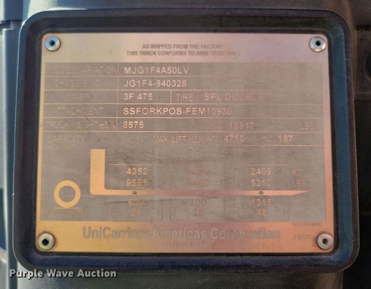 image for item DX7034 2016 UniCarriers PF110YLP forklift