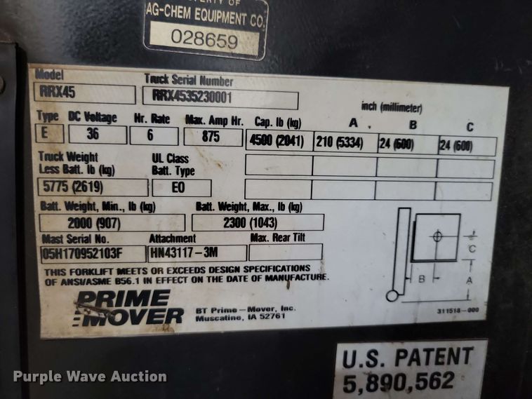 image for item DX7085 Prime Mover RRX45 reach truck