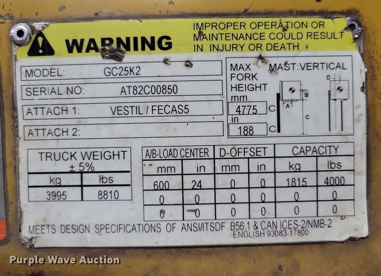 image for item DX7089 Caterpillar GC25K2 forklift