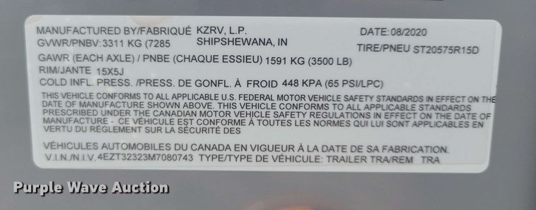 image for item DX7093 2021 Venture Stratus 231VRB camper