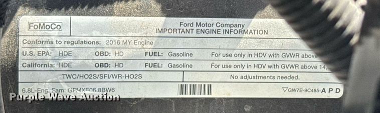 image for item DY0054 2017 Ford F650 box truck