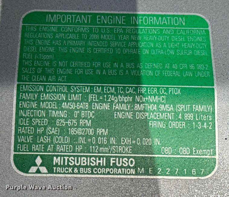 image for item DY0066 2008 Mitsubishi Fuso box truck