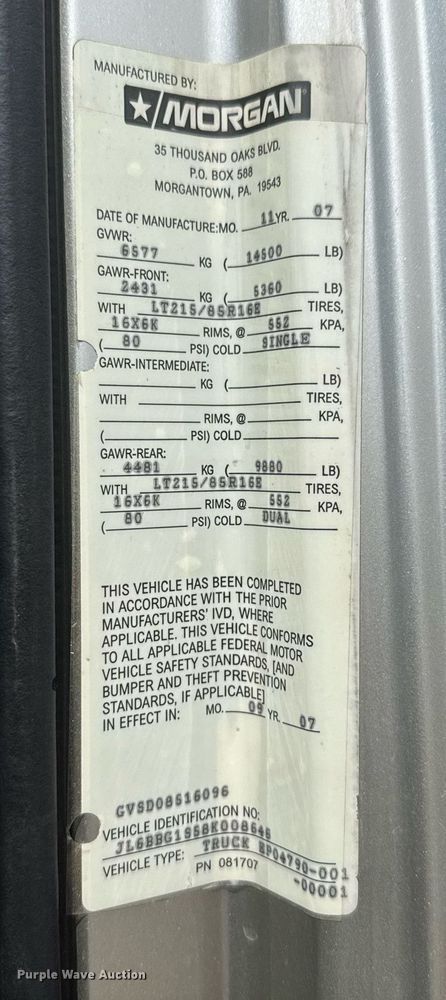 image for item DY0066 2008 Mitsubishi Fuso box truck