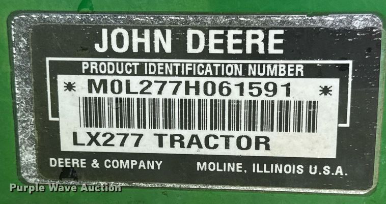 image for item DY0234 2002 John Deere LX277 lawn tractor