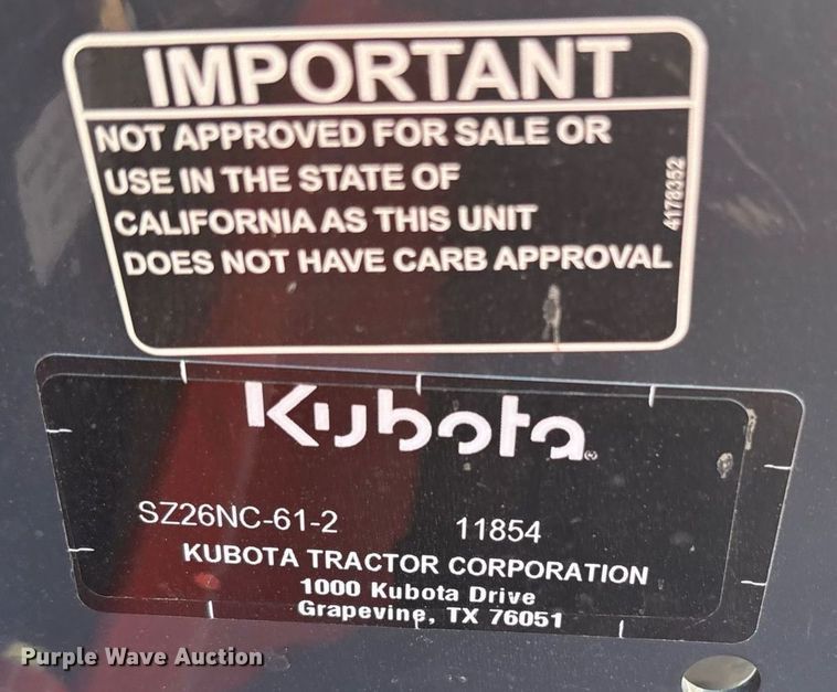 image for item DY0627 Kubota SZ26-61 ZTR lawn mower