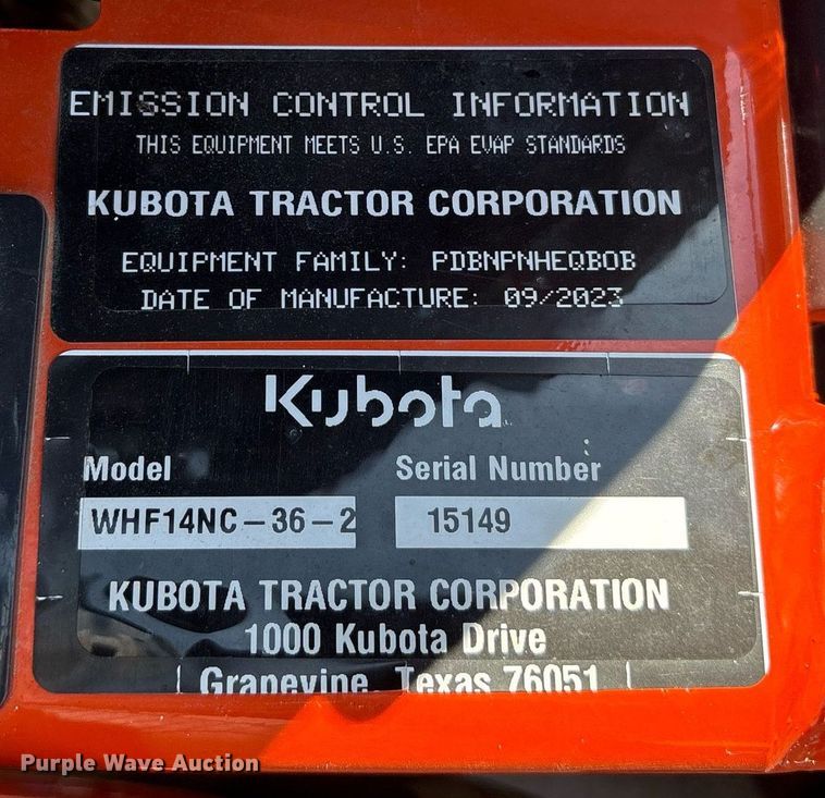 image for item DY0629 2023 Kubota WHF14-36 ZTR lawn mower