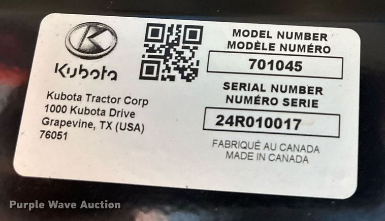 image for item DY0641 Kubota 701045 zero turn mower attachment