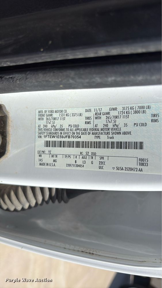 image for item DY0646 2018 Ford F150 SuperCrew pickup truck