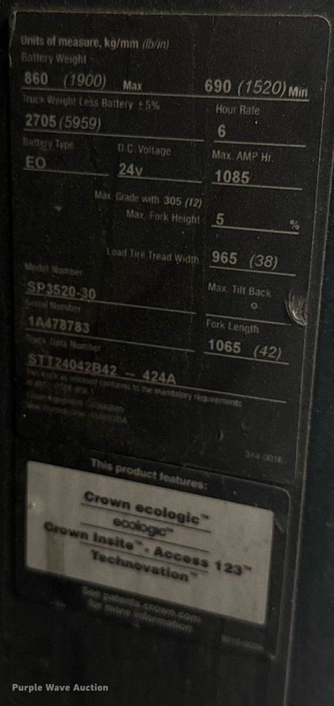 image for item EC3681 Crown SP 3500 order picker