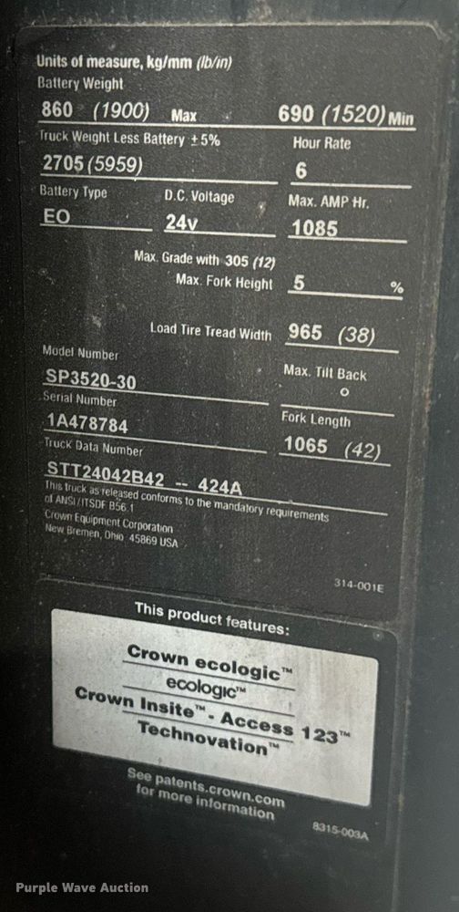 image for item EC3682 Crown SP 3500 order picker