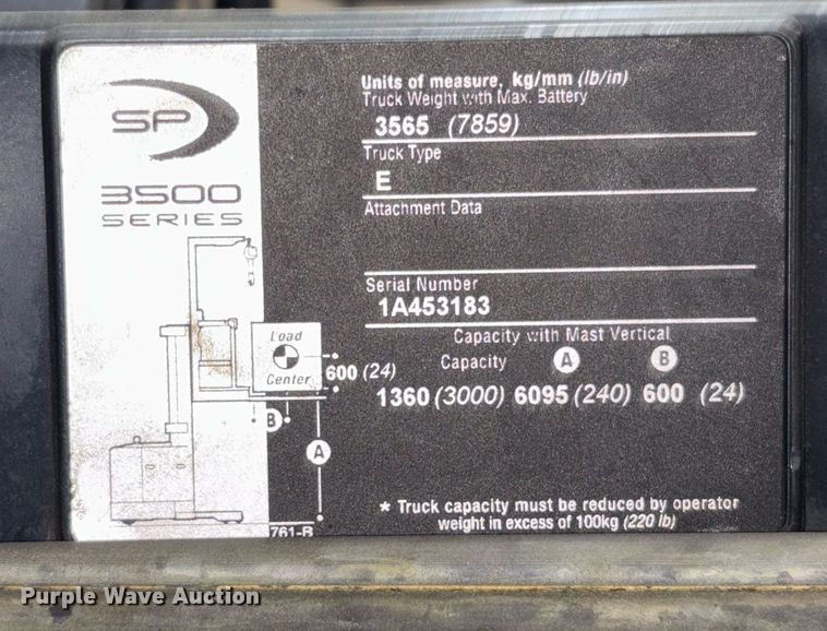 image for item EC3689 2016 Crown SP3520-30 order picker