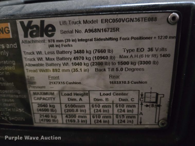 image for item EC4279 2017 Yale ERC050VG forklift