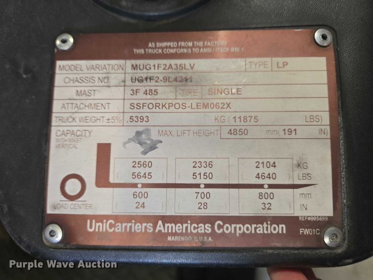 image for item EC4288 2014 Nissan PF70 forklift