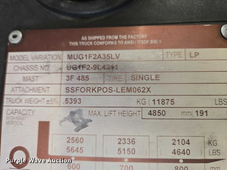 image for item EC4288 2014 Nissan PF70 forklift