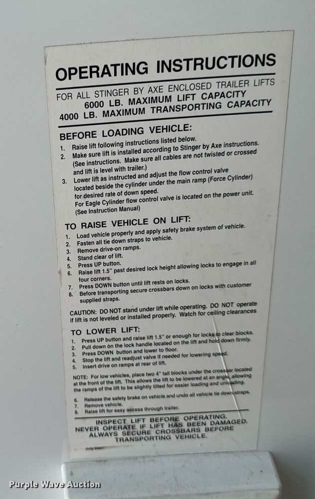 image for item EC7990 2015 Bravo Trailers Bravo Trailers ICON enclosed cargo trailer with lift