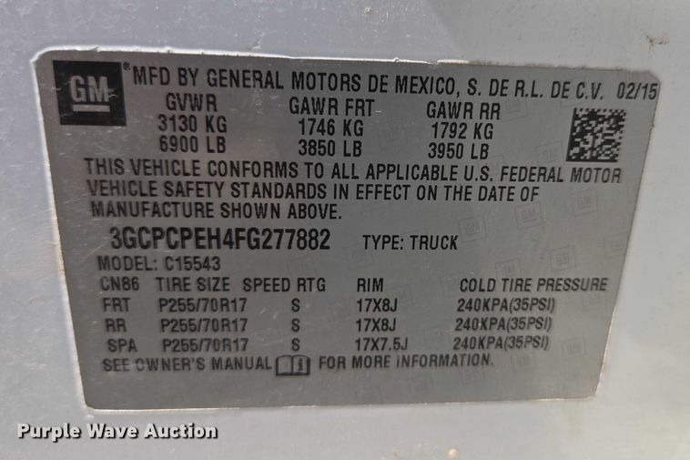 image for item ED2066 2015 Chevrolet Silverado 1500 Crew Cab pickup truck