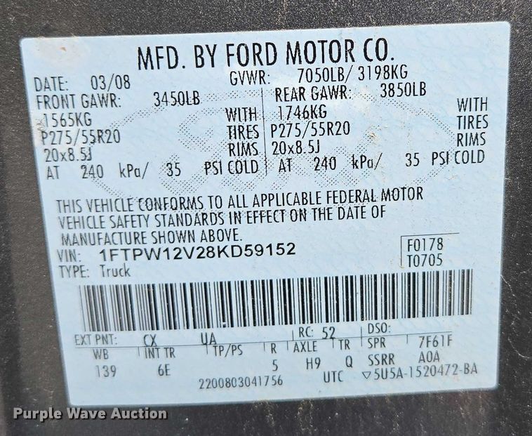 image for item ED2080 2008 Ford F150 SuperCrew pickup truck