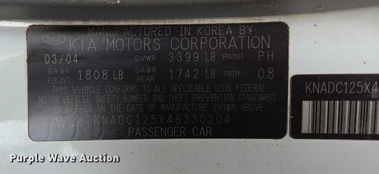 image for item ED2081 2004 Kia Rio 