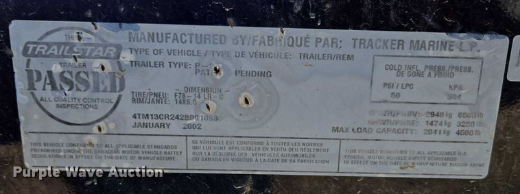 image for item ED2088 2003 Tracker Party Barge 27 I/O boat