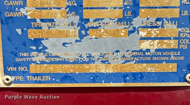 image for item ED5723 2010 Gooseneck Trailer 1032102A12A2 equipment trailer