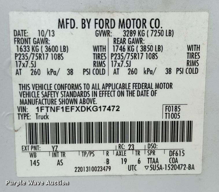 image for item ED5729 2013 Ford F150 pickup truck