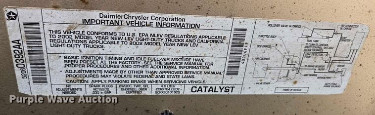 image for item EF1498 2002 Jeep Wrangler Sport SUV