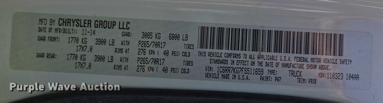 image for item EF1507 2015 Dodge Ram 1500  Crew Cab pickup truck