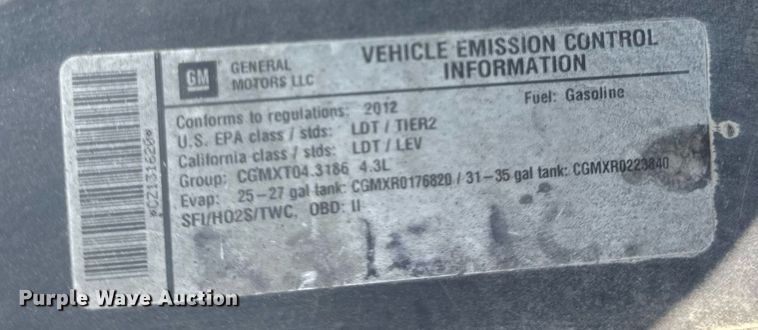 image for item EF2059 2012 Chevrolet Silverado 1500 Ext. Cab pickup truck