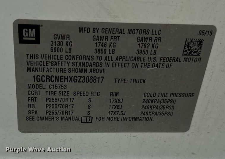 image for item EF2071 2016 Chevrolet Silverado 1500 Double Cab pickup truck