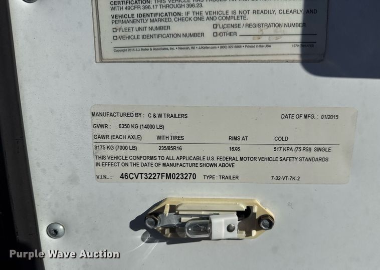 image for item EG2473 2015 C&W 7-42-VT-7K-2 pressure washer trailer