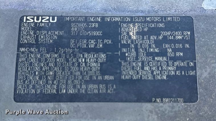 image for item EG5757 2010 Isuzu NPR HD street sweeper truck