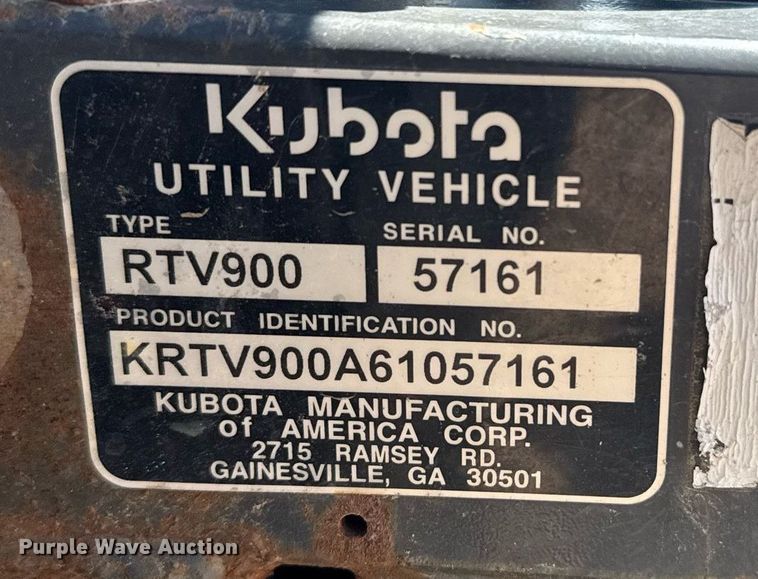 image for item EG6582 Kubota RTV 900 utility vehicle