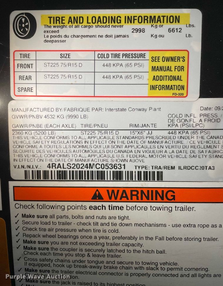 image for item EJ0114 2021 Interstate Load Runner enclosed cargo trailer