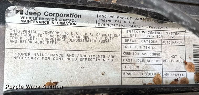 image for item EJ4492 1988 Jeep Comanche pickup truck