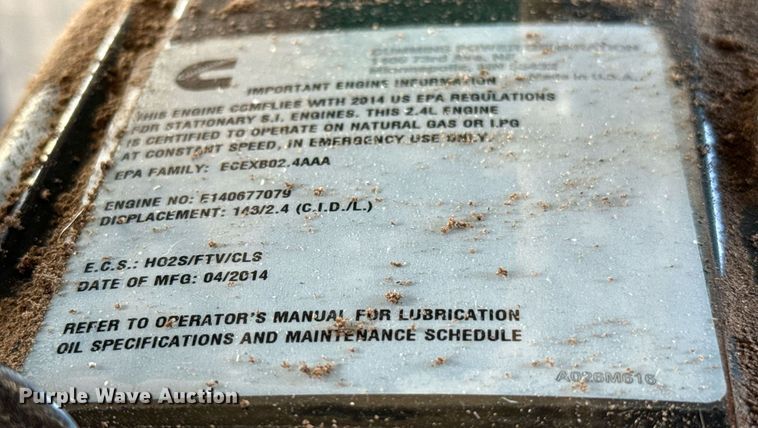 image for item EJ4751 2014 Cummins GG02-1406435 generator